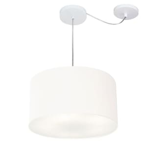 Lustre Cilíndrico C/ Desvio De Centro Md-4256 Cúpula em Tecido 40x21cm Branco - Bivolt