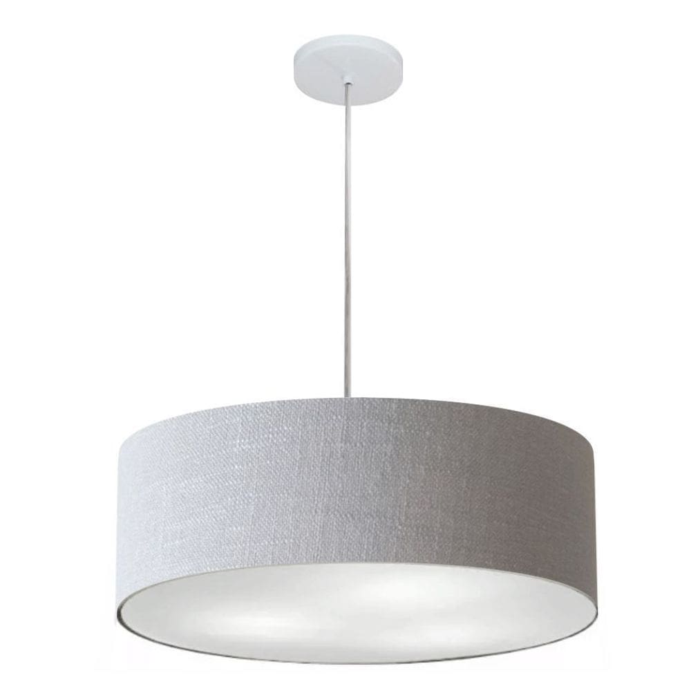 Lustre Pendente Cilíndrico Md-4254 Cúpula em Tecido 45x15cm Rustico Cinza - Bivolt