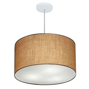 Lustre Pendente Cilíndrico Md-4257 Cúpula em Tecido 45x30cm Palha - Bivolt