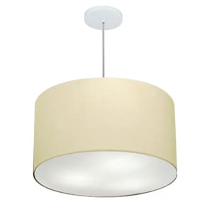 Lustre Pendente Cilíndrico Md-4257 Cúpula em Tecido 45x30cm Algodão Crú - Bivolt