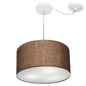 Lustre Cilíndrico C/ Desvio De Centro Md-4256 Cúpula em Tecido 40x21cm Café - Bivolt