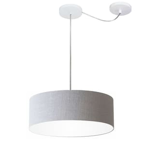 Lustre Cilíndrico C/ Desvio De Centro Md-4255 Cúpula em Tecido 40x15cm Rustico Cinza - Bivolt