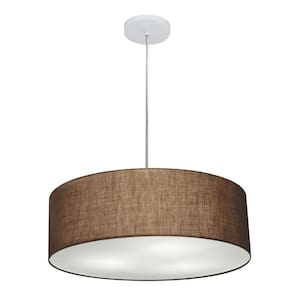 Lustre Pendente Cilíndrico Md-4254 Cúpula em Tecido 45x15cm Café - Bivolt