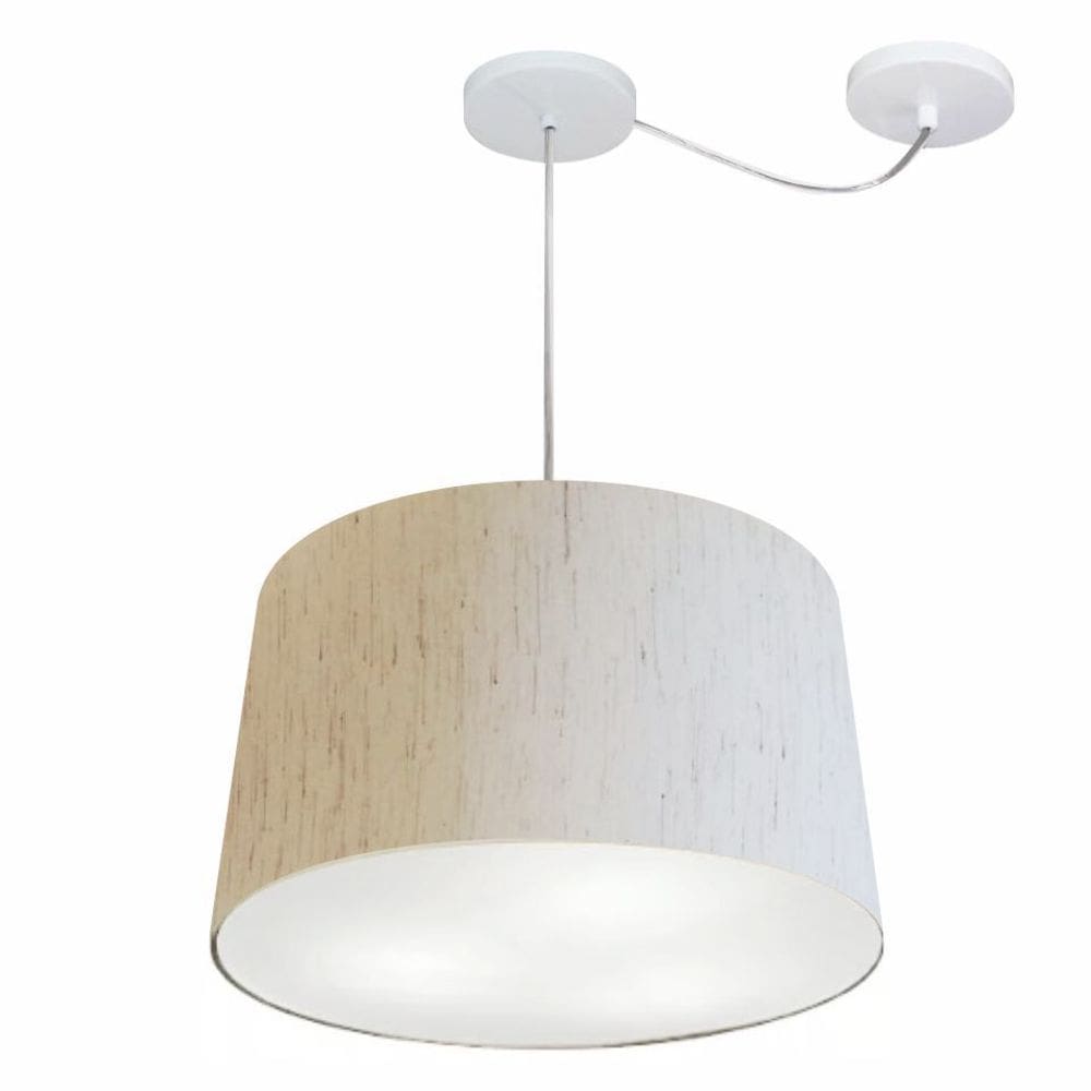 Lustre Pendente Cone Com Desvio Md-4281 Cúpula30/40x45cm Linho Bege - Bivolt