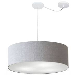 Lustre Cilíndrico C/ Desvio De Centro Md-4259 Cúpula em Tecido 50x15cm Rustico Cinza - Bivolt