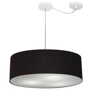 Lustre Cilíndrico C/ Desvio De Centro Md-4259 Cúpula em Tecido 50x15cm Preto - Bivolt