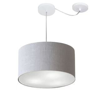 Lustre Cilíndrico C/ Desvio De Centro Md-4256 Cúpula em Tecido 40x21cm Rustico Cinza - Bivolt