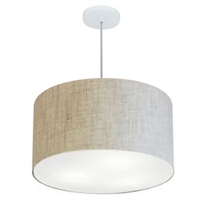 Lustre Pendente Cilíndrico Md-4257 Cúpula em Tecido 45x30cm Rustico Bege - Bivolt