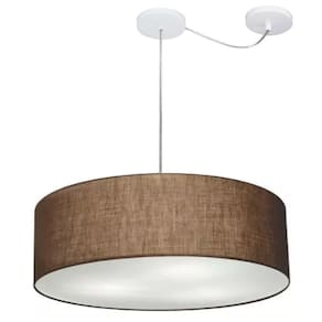 Lustre Cilíndrico C/ Desvio De Centro Md-4259 Cúpula em Tecido 50x15cm Café - Bivolt