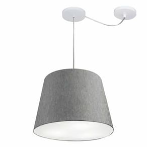Lustre Pendente Cone Com Desvio Md-4276 CúpulaTec 30/30x40cm Rustico Cinza - Bivolt