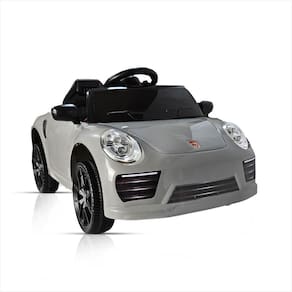 Carrinho Elétrico Infantil 12V Cinza Controle 2Em1 Pedal Usb