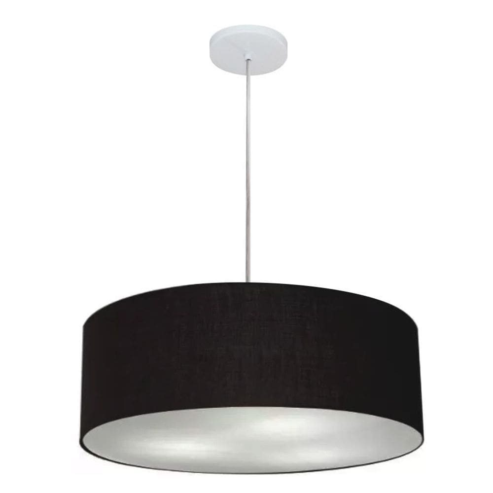 Lustre Pendente Cilíndrico Md-4254 Cúpula em Tecido 45x15cm Preto - Bivolt
