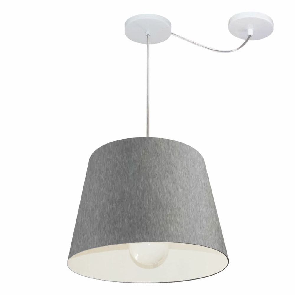 Lustre Pendente Cone Com Desvio Md-4274 CúpulaTec 30/30x40cm Rustico Cinza - Bivolt
