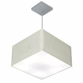 Lustre Pendente Quadrado Md-4020 Cúpula em Tecido 21/35x35cm Rustico Cinza - Bivolt