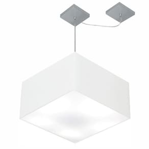 Lustre Pendente Quad C/ Desvio Md-4271 Cúpula em Tecido 30/40x40cm Branco - Bivolt