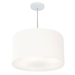 Lustre Pendente Cilíndrico Md-4257 Cúpula em Tecido 45x30cm Branco - Bivolt