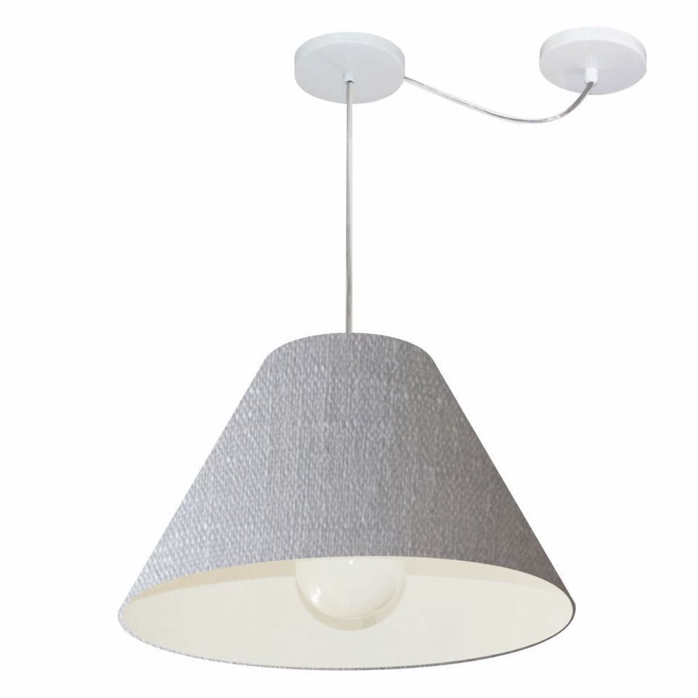 Lustre Pendente Cone Com Desvio Md-4272 Cúpula Tec 25/15x40cm Rustico Cinza - Bivolt