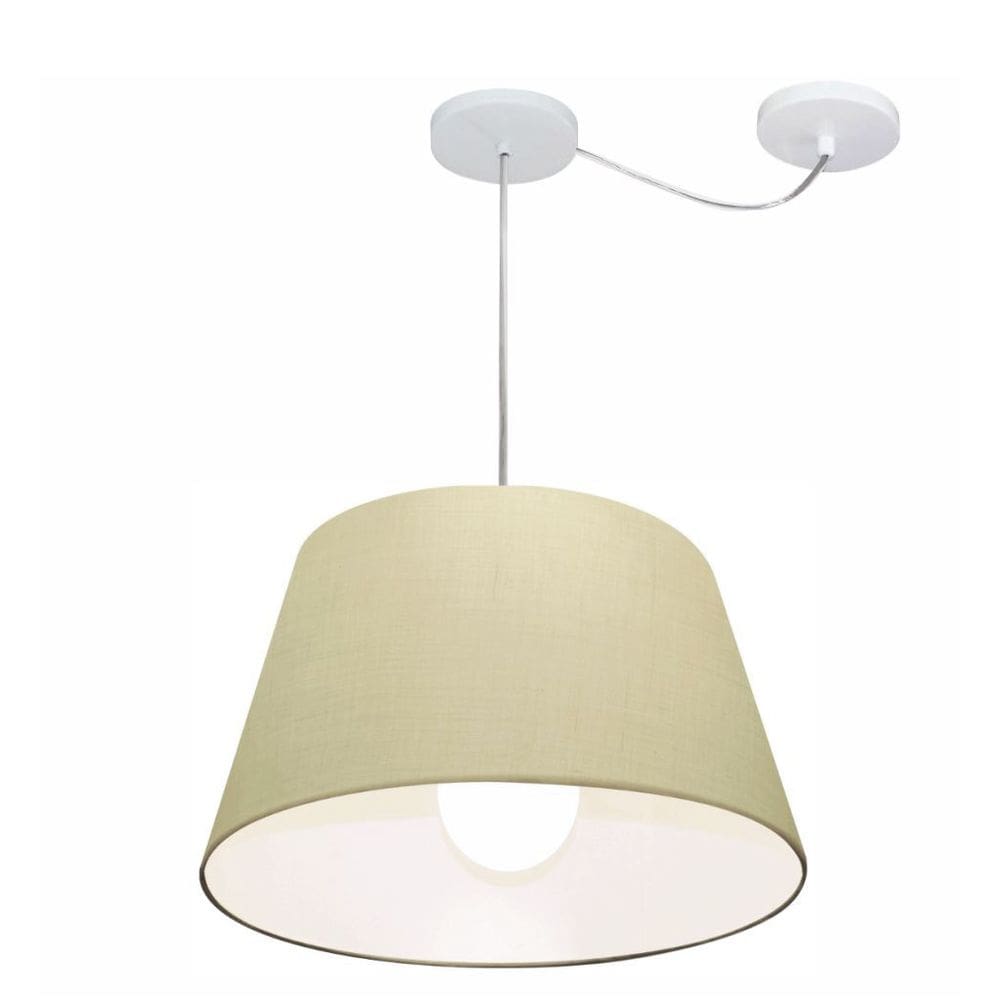 Lustre Pendente Cone Com Desvio Md-4273 CúpulaTec 21/30x40cm Algodão Crú - Bivolt