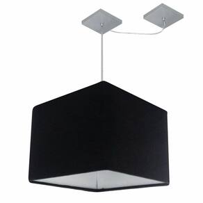 Lustre Pendente Quad C/ Desvio Md-4268 Cúpula em Tecido 30/35x35cm Preto - Bivolt