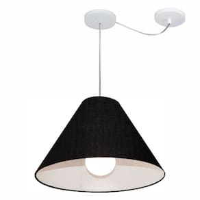 Lustre Pendente Cone Com Desvio Md-4272 Cúpula Tec 25/15x40cm Preto - Bivolt