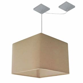 Lustre Pendente Quad C/ Desvio Md-4268 Cúpula em Tecido 30/35x35cm Algodão Crú - Bivolt