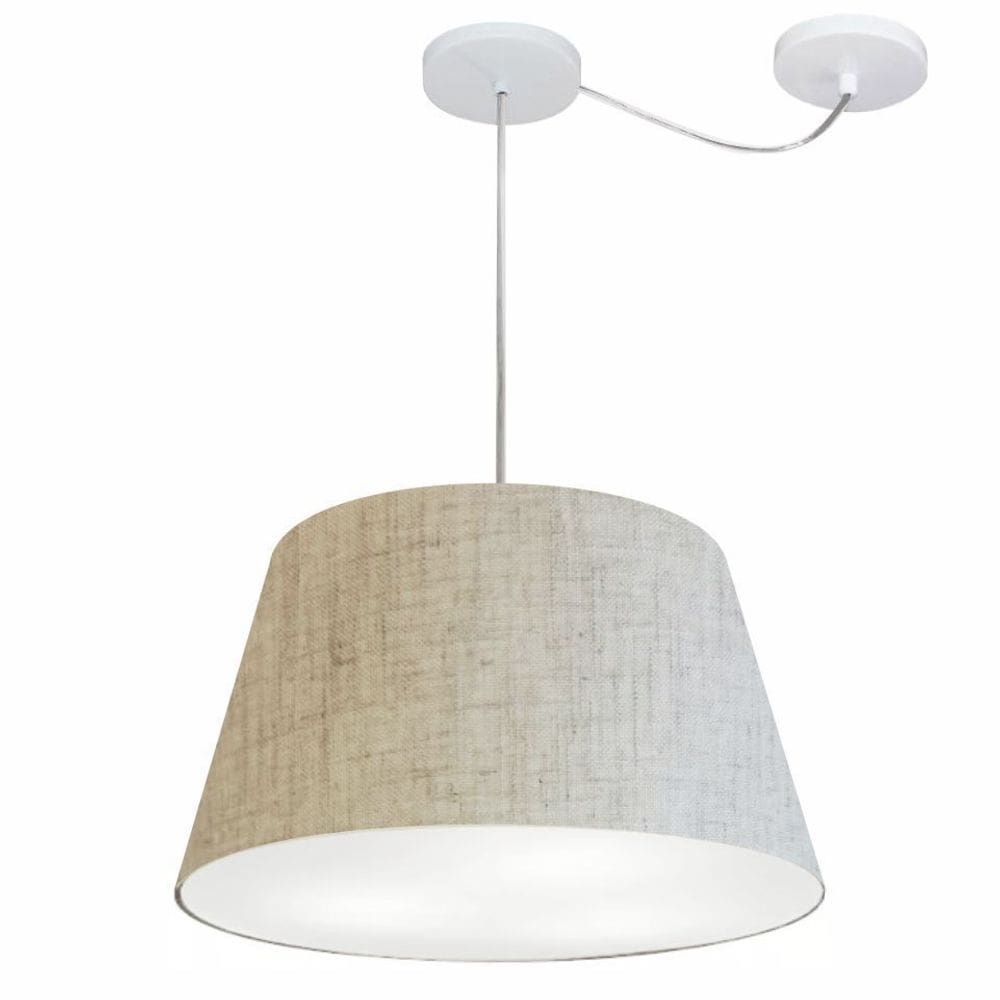 Lustre Pendente Cone Com Desvio Md-4279 CúpulaTec 21/30x40cm Rustico Bege - Bivolt