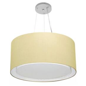 Lustre Pendente Cilíndrico Duplo Md-4300 Cúpula em Tecido 50x30cm Algodão Crú - Bivolt