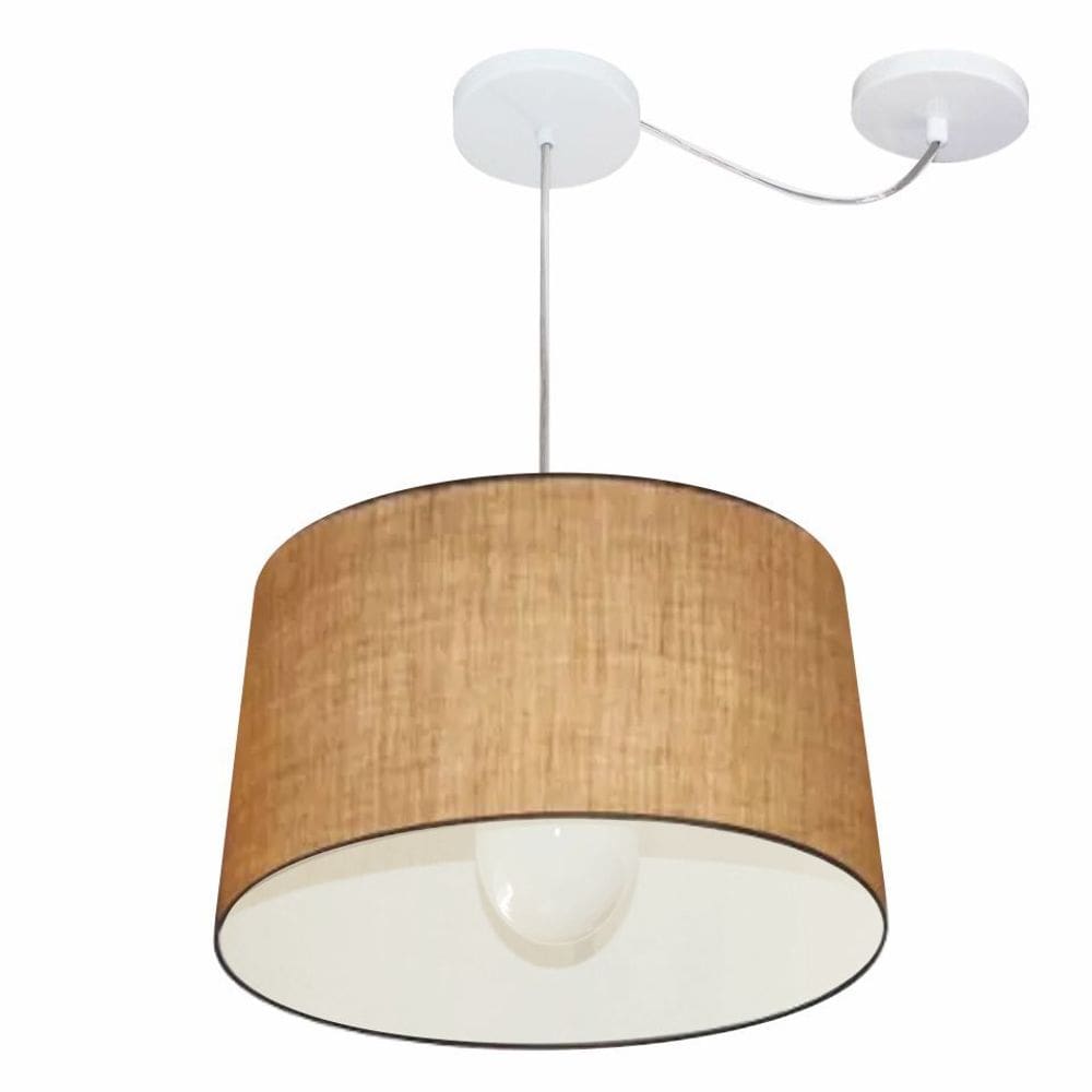 Lustre Pendente Cone Com Desvio Md-4275 Cúpula30/40x45cm Palha - Bivolt