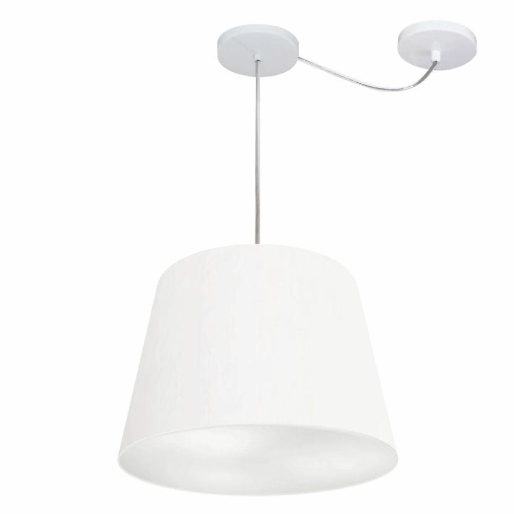 Lustre Pendente Cone Com Desvio Md-4280 CúpulaTec 30/30x40cm Branco - Bivolt