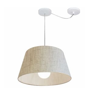 Lustre Pendente Cone Com Desvio Md-4273 CúpulaTec 21/30x40cm Rustico Bege - Bivolt