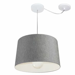 Lustre Pendente Cone Com Desvio Md-4275 Cúpula30/40x45cm Rustico Cinza - Bivolt
