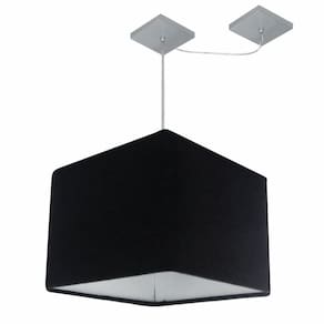 Lustre Pendente Quad C/ Desvio Md-4269 Cúpula em Tecido 30/40x40cm Preto - Bivolt