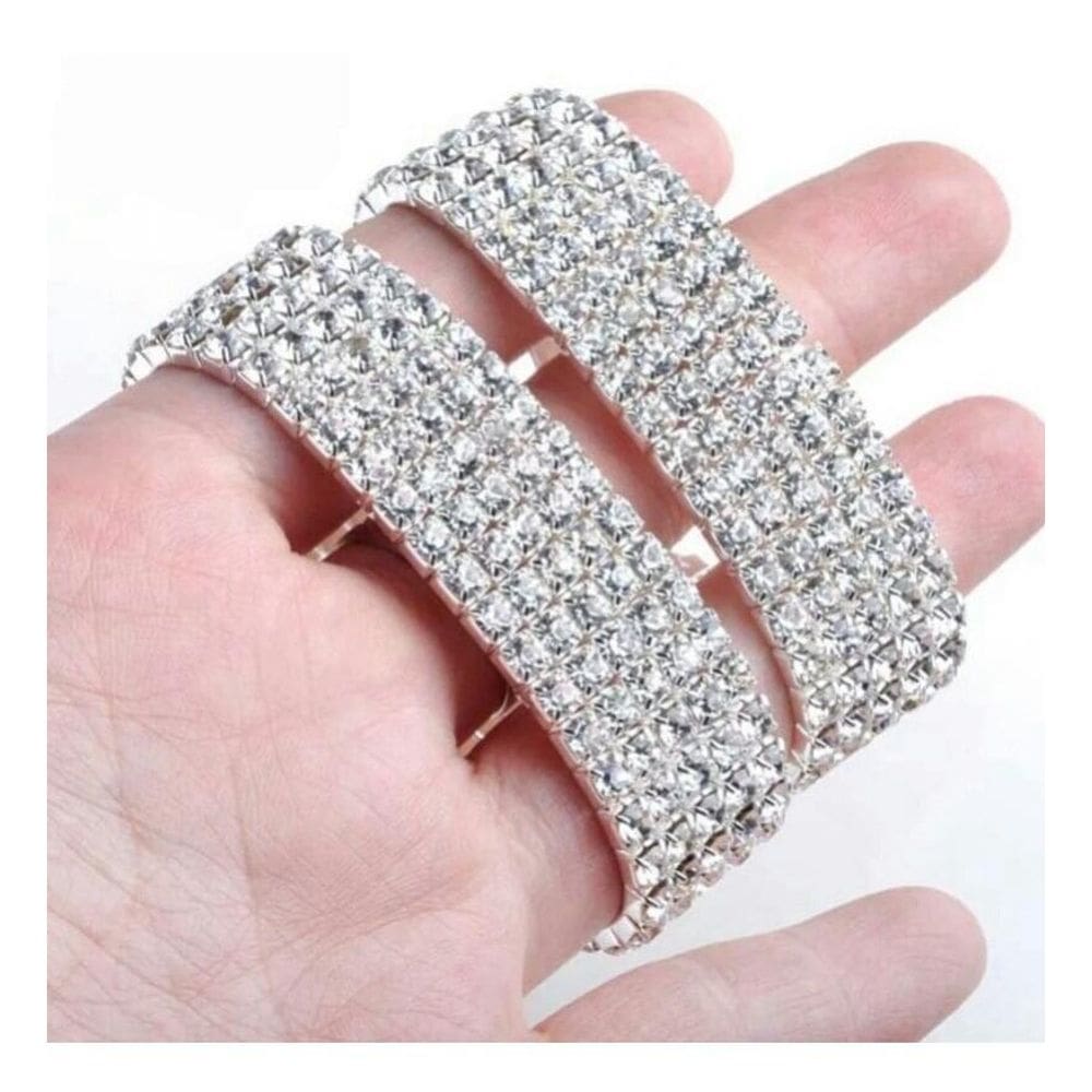 Pulseira Bracelete Prata Com Strass Noiva Debutante Luxo