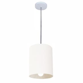 Lustre Pendente Cilíndrico Md-4200 Cúpula em Tecido 14x15cm Branco - Bivolt