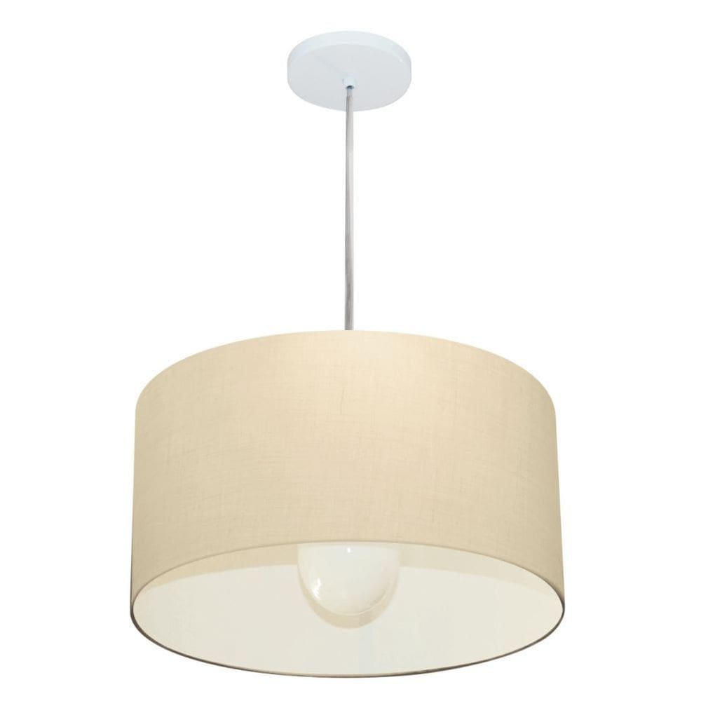 Lustre Pendente Cilíndrico Md-4202 Cúpula em Tecido 40x25cm Algodão Crú - Bivolt