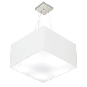 Lustre Pendente Quadrado Md-4199 Cúpula em Tecido 30/60x60cm Branco - Bivolt