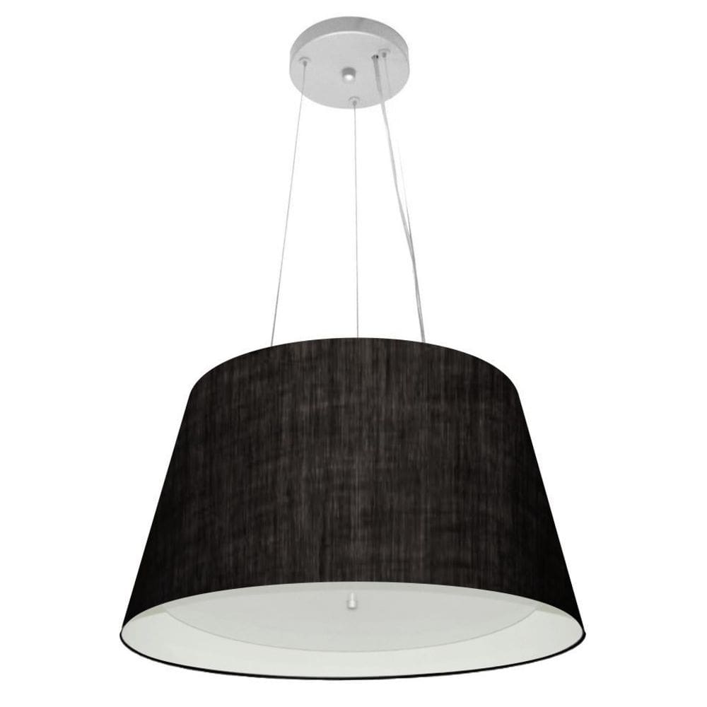 Lustre Pendente Cone Md-4119 Cúpula Forrada em Tecido 21/40x30cm Preto / Branco - Bivolt
