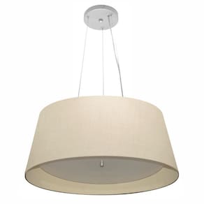 Lustre Pendente Cone Md-4015 Cúpula Forrada em Tecido 25/60x50cm Algodão Crú - Bivolt