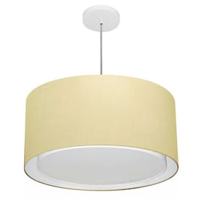 Lustre Pendente Cilíndrico Duplo Md-4295 Cúpula em Tecido 50x30cm Algodão Crú - Bivolt