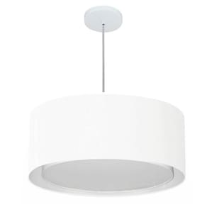 Lustre Pendente Cilíndrico Duplo Md-4294 Cúpula em Tecido 50x25cm Branco - Bivolt