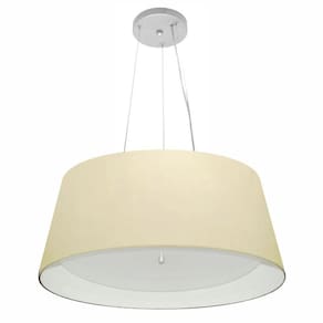 Lustre Pendente Cone Md-4015 Cúpula Forrada em Tecido 25/60x50cm Algodão Crú / Branco - Bivolt