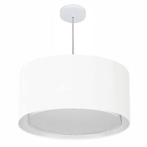 Lustre Pendente Cilíndrico Duplo Md-4296 Cúpula em Tecido 55x30cm Branco - Bivolt