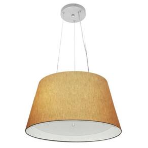 Lustre Pendente Cone Md-4119 Cúpula Forrada em Tecido 21/40x30cm Palha / Branco - Bivolt