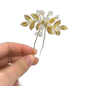 Arranjo Dourado para Cabelo - Pérolas e Cristal - Festas