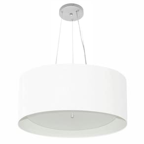 Lustre Pendente Cilíndrico Md-4145 Cúpula Forrada em Tecido 50x25cm Branco / Branco - Bivolt