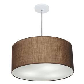 Lustre Pendente Cilíndrico Md-4219 Cúpula em Tecido 55x25cm Café - Bivolt