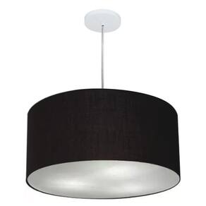 Lustre Pendente Cilíndrico Md-4219 Cúpula em Tecido 55x25cm Preto - Bivolt