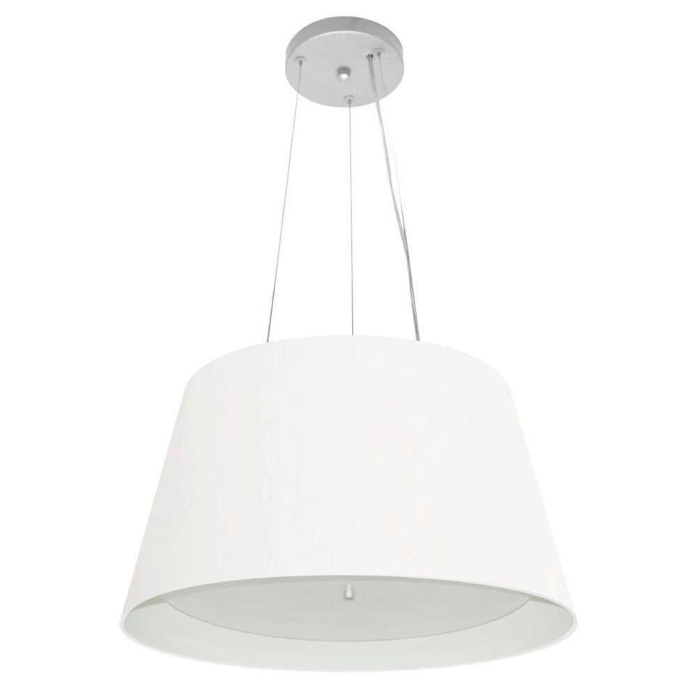 Lustre Pendente Cone Md-4119 Cúpula Forrada em Tecido 21/40x30cm Branco - Bivolt
