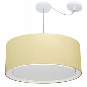 Lustre Pendente Cilíndrico Com Desvio Md-4311 Cúpula em Tecido 60x30cm Algodão Crú - Bivolt