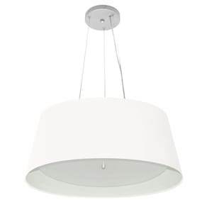 Lustre Pendente Cone Md-4015 Cúpula Forrada em Tecido 25/60x50cm Branco / Branco - Bivolt